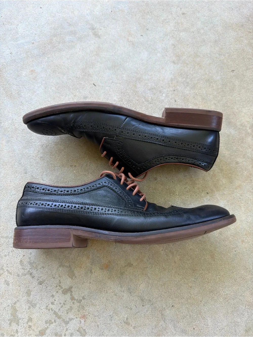 Johnston & Murphy Black Leather Long Wing Derby Men’s Dress Shoes 11.5 M